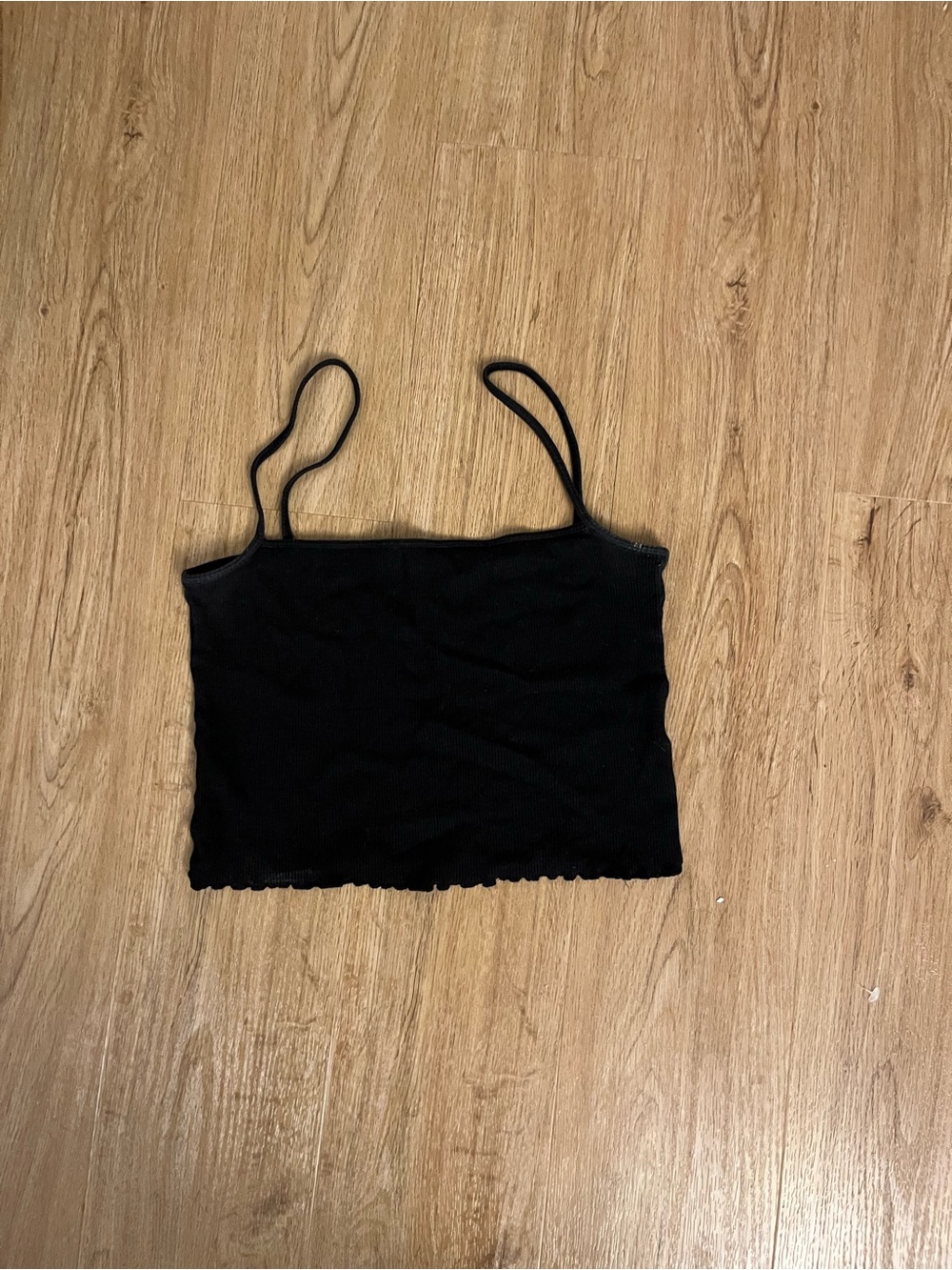 Black Spaghetti Strap Crop Tank Top